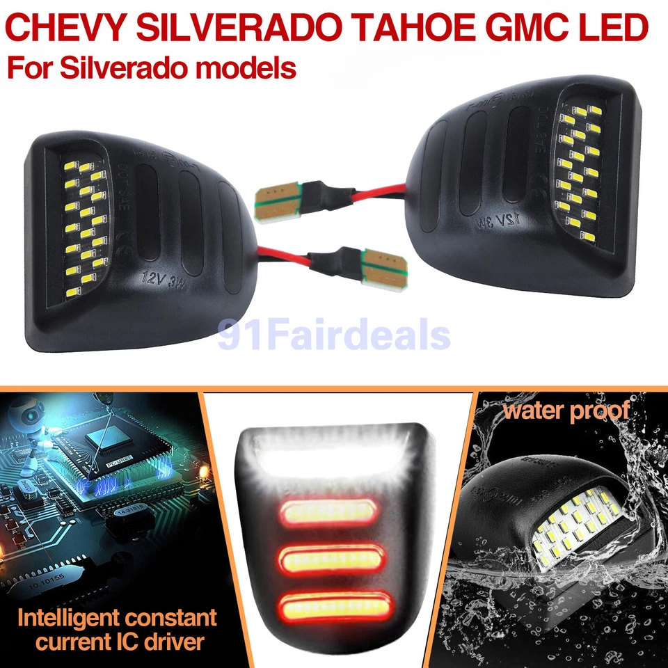 2 x SMD LED Luz de matrícula Rojo DRL Tubo para Chevy Silverado GMC Sierra 1500 Foto 2 de 4