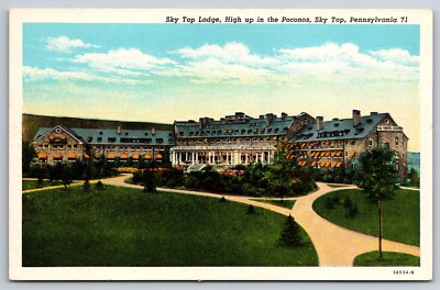 Sky Top Lodge High up in the Poconos Pennsylvania 71 Vintage Postcard Hotel