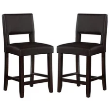 Home Square 2-Piece Furniture 24" Wood Counter Stool Set in Brown