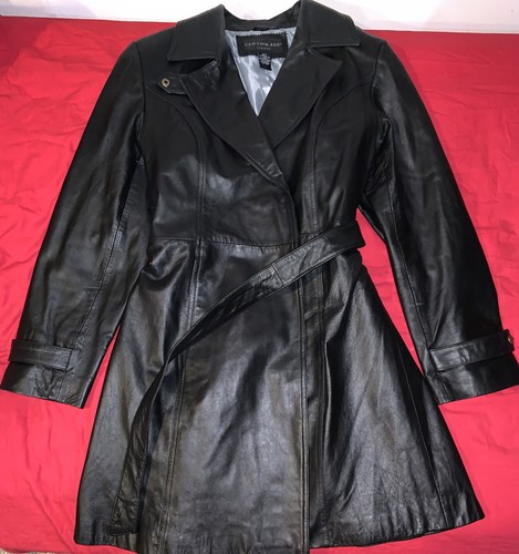 Leather Belted Trench Coat 