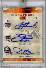 Aikman/Smith/Sanders/Lilly/White/Renfro 2020 Leaf Six Cowboys Autograph Card 3/6