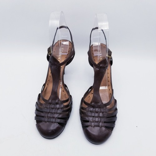 GIANI BINI Size 8.5M Brown Shoes Slingback High Heel Closed Toe T-strap Sandals - Picture 2 of 22