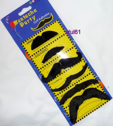 Novelty Fake Mexican Moustache Fancy Dress Costume Party Self Adhesive Pack of 6 - Picture 6 of 41