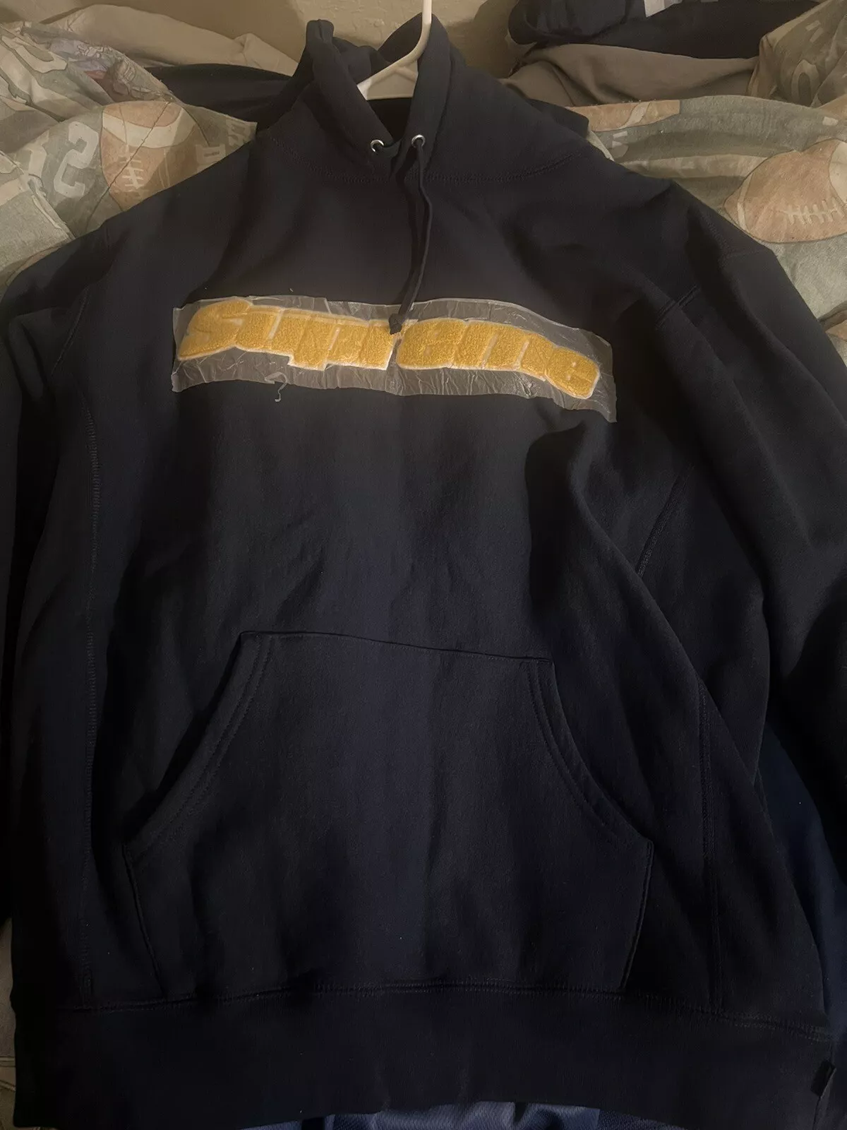 NEUF   Sweat shirt à capuche Supreme Chenille Bleu SS19 TAILLE XLARGE