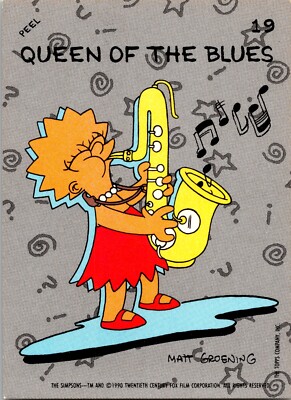 （当時物）eX-D Illustration Card Lisa & Lorna Trade Card 1990 Topps The Simpsons Queen of the Blues Lisa Simpson