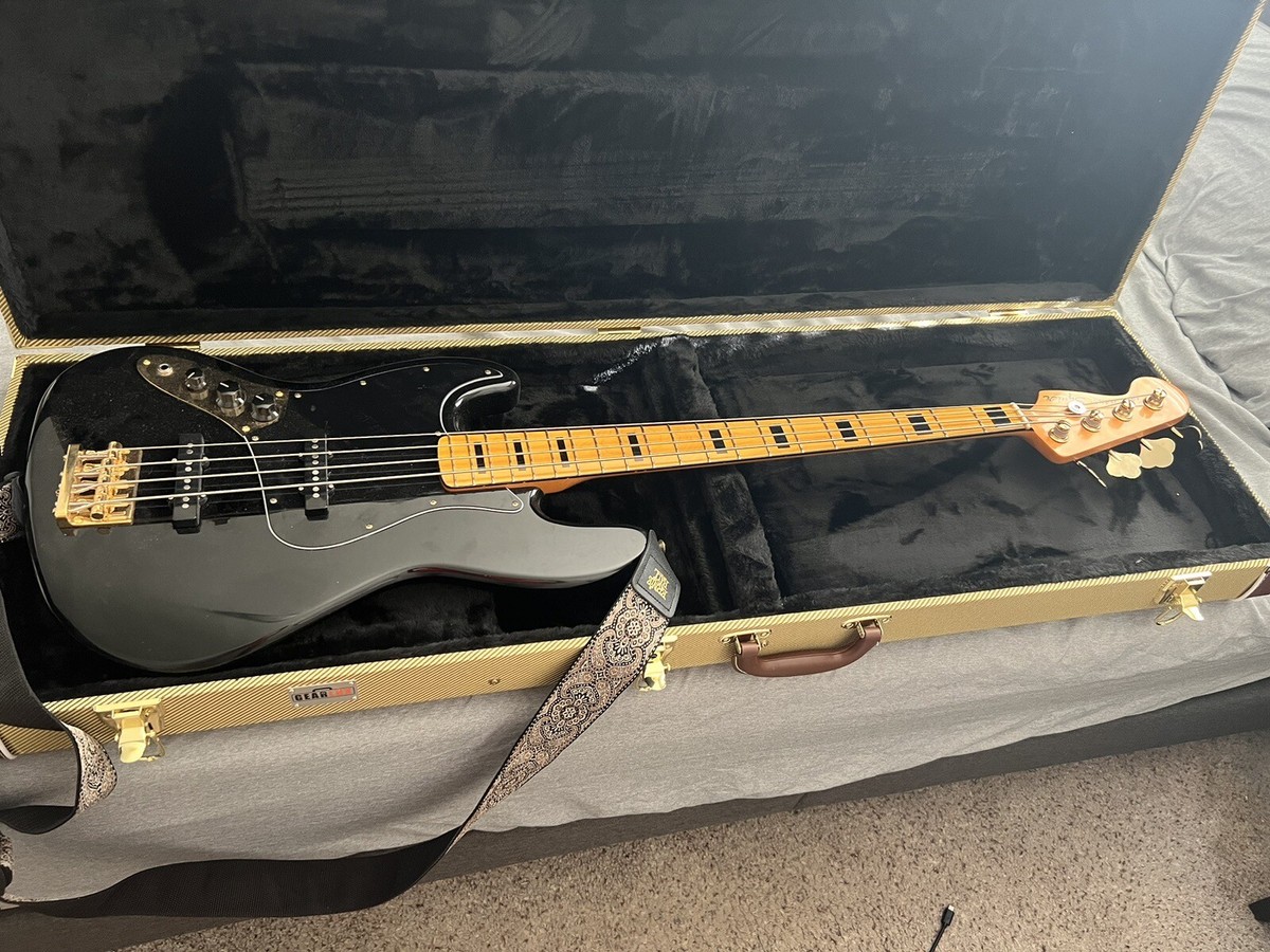 Squier 70s Jazz bass. Left Handed. Upgraded Gold Bass Bridge
