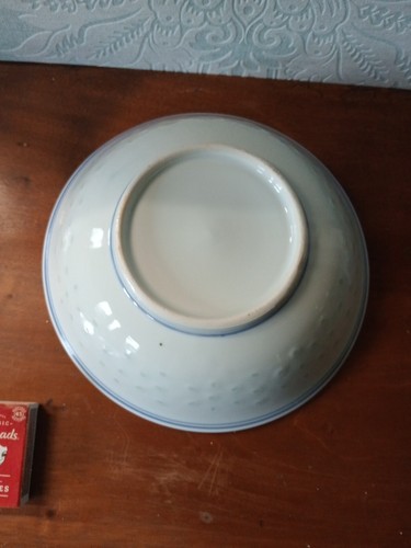Vintage Lg Chinese Rice Eyes Dragon Design Serving Bowl 20x6.5cm VGC PRC 1970s - Picture 5 of 7