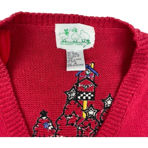 Quacker Factory Women Cardigan Sweater Medium Christmas Holiday Knit Vintage - Picture 7 of 12