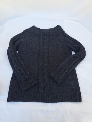 Alpaca Wool Knit Sweater Sanyork Fairtrade Boat Neck Charcoal Gray Peru Cozy