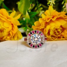 Vintage Art Deco 2 CT Round Cut 14k White Gold Over Diamond Wedding Women Ring