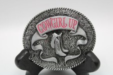 Western Cowgirl Up Rodeo Pewter Belt Buckle Cowgirl Gifts New