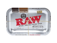 RAW SILVER METAL ROLLING TRAY SMALL 11" X 7'' FREE SHIPPING 