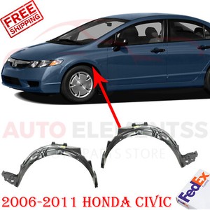 Set Of 2 New Front Splash Shield Fender Liner For 2006 2011 Honda Civic Sedan Ebay