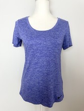 Nike DriFit Womens Athletic Top Size S Purple Scoop Neck Short Sleeve Logo