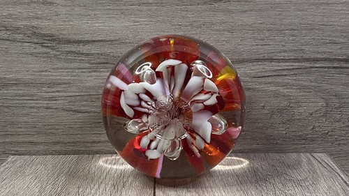1977 Jim David The Magic Of Glass Large Paperweight Flower Bubble Signed - Picture 2 of 16