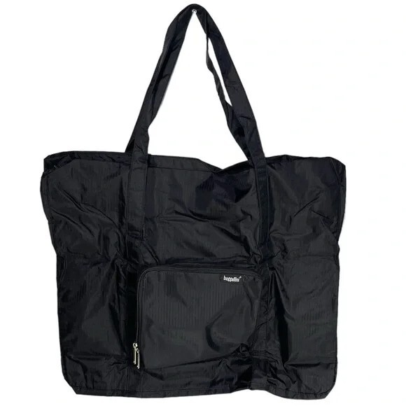 Baggallini Large Packable Tote Bag Duffle Black Nylon Foldable Travel eBay