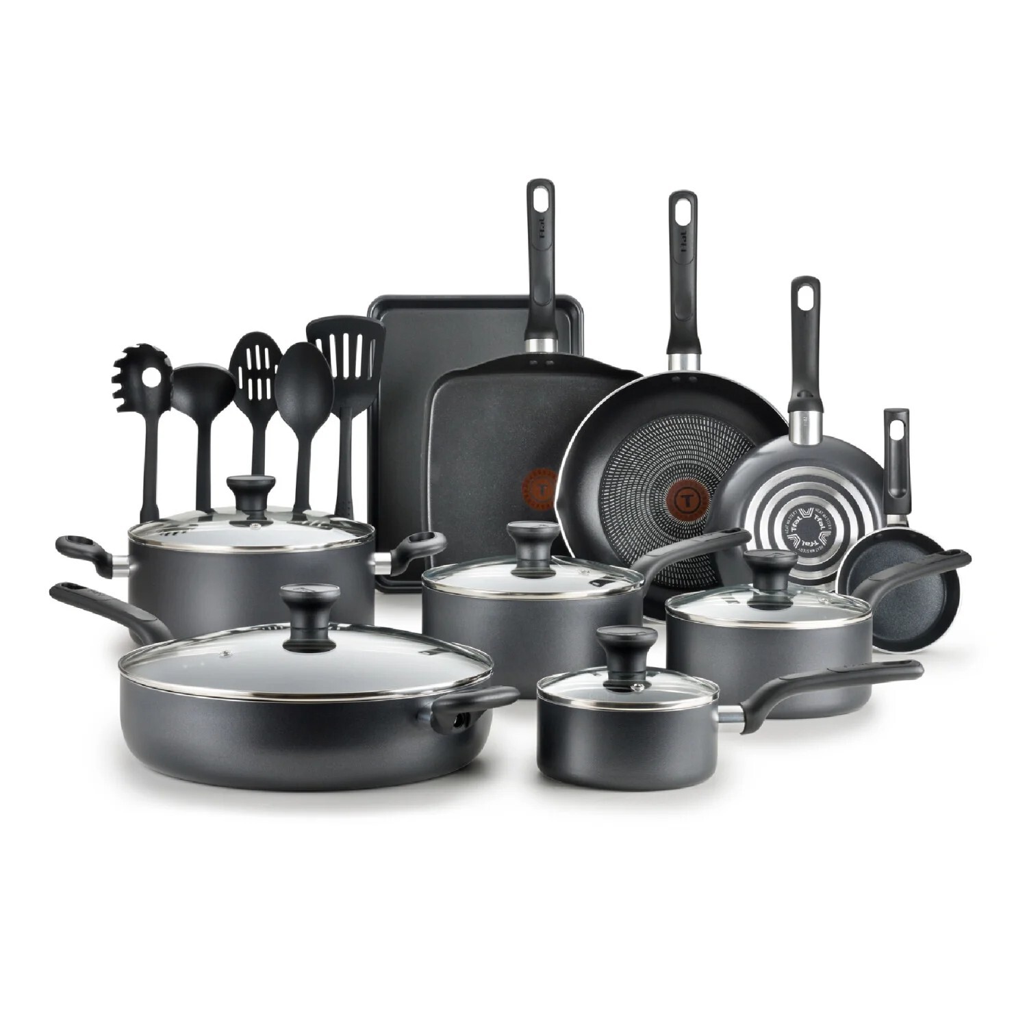 BEST SELLER!! T-fal Easy Care Nonstick Cookware, 20 piece Set, Grey
