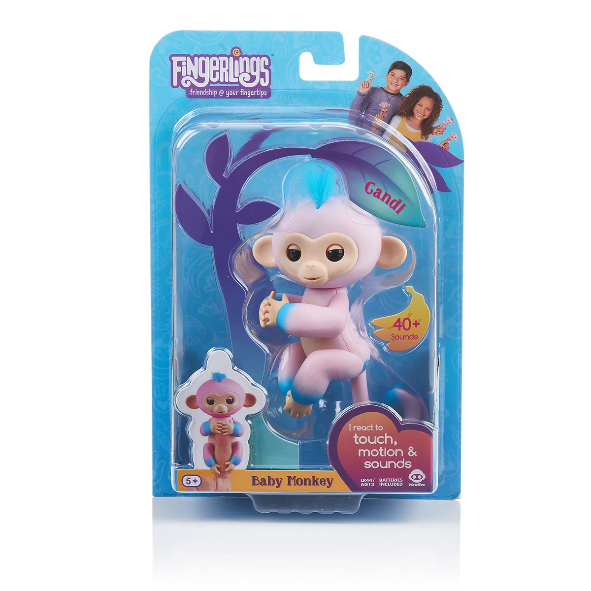 Fingerlings 2Tone Monkey Puppet Candi Pink with Blue Accents