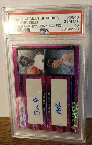 Matas Buzelis RC 2022 Leaf Multigraphics Dual Auto #/15 Gem Mint Chicago Bulls - Picture 5 of 8