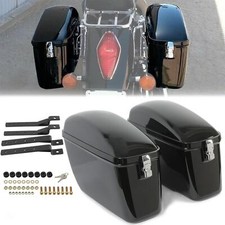 Black Large Hard Saddle Bag For Harley Sportster Softail Dyna V-star Shadow
