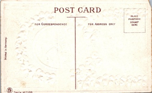 Vintage Birthday Embossed Bright Country Scene with Gold Gilt & Clover Heymann - Picture 2 of 3