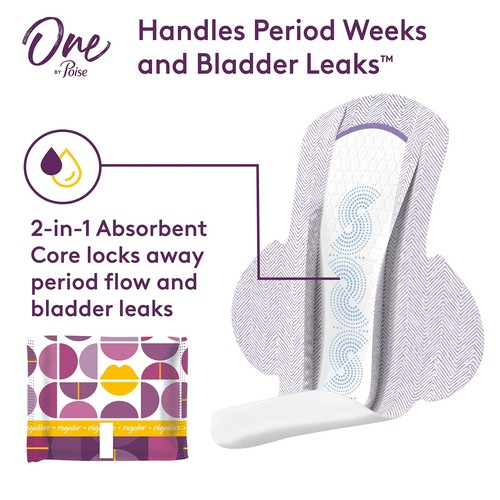 One by Poise Feminine Pads with Wings 2-in-1 Period & Bladder Leakage Pads fo... - Picture 3 of 9
