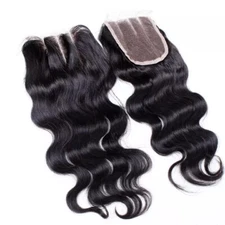 100% 16INCH BRAZILIAN VIRGIN HUMAN HAIR BODY WAVE LACE CLOSURE 4X4 FAST SHIP 50g