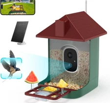 Smart Bird Feeder with Camera, 5200mAh Battery with Solar Panel, 2K L