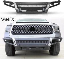 2 in 1 Full Width Steel Front Bumper For 2014-2021 Toyota Tundra Pickup Trucks