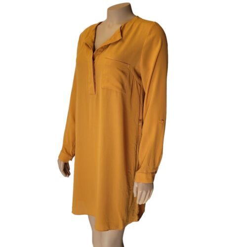 Forever 21 Gold Langarm Knopfleiste Tunika Oberteil/Shirt Kleid, Damen klein - Bild 2 von 8