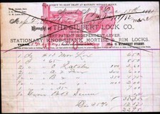 Gilbert Lock Co - 1881 Newark NJ - Knob Shank Mortise - History Letter Head Bill