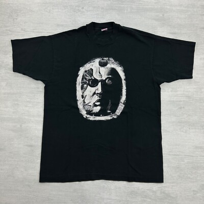 Vintage 90s Surreal Salvador Dali Shirt Size XL Black Art Face Cox Pumpkin Tee