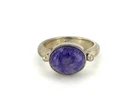 Vintage 10mm Sterling Silver Oval Purple Charoite Gemstone Ring Size 6.25