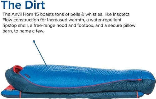 Big Agnes Anvil Horn 15 Sleeping Bag, Left Hand, Men's, Long, Blue/Red - Picture 5 of 5