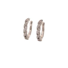 2Pcs No Pierced 925 Sterling Silver Plated CZ Clip Ear Cuff Earrings 3x12mm S1