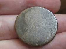 Extremely Worn Unknown Copper Colonial Coin- Bust Facing Right, 9.3 Grams