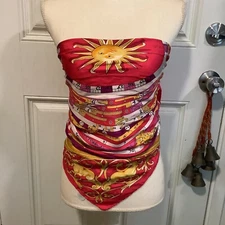 JBK Collection pink gold Astrology silk head neck body scarf 33"x34" witch wear