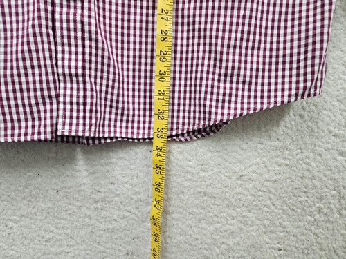 Izod Men Shirt XXL Burgundy Plaid 100%Cotton Long Sleeve Button Down Dress Shirt - Afbeelding 7 van 20