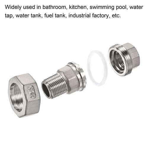 Pipe Fitting Union 3/8PT Male x G3/8 Female Thread 304 Stainless Steel Silver US - Picture 5 of 5