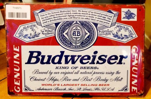 Budweiser King Of Beers Metal Sign 8 X 12 Inches In Size Man Cave Decor New
