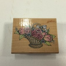 Stampede Romantic Flower Basket Theme Rubber Stamp A803E