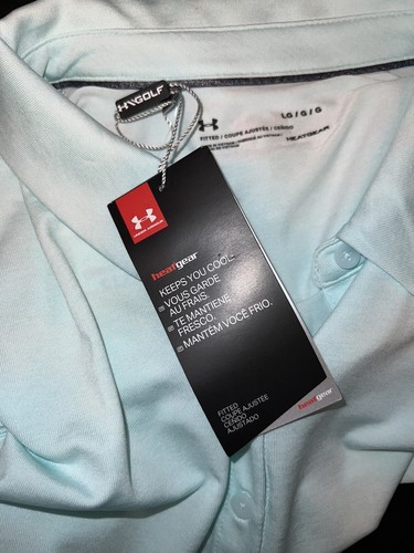 NWT Under Armour HeatGear Fitted Sleeveless Golf Polo Light Blue Shirt sz L - Picture 6 of 7
