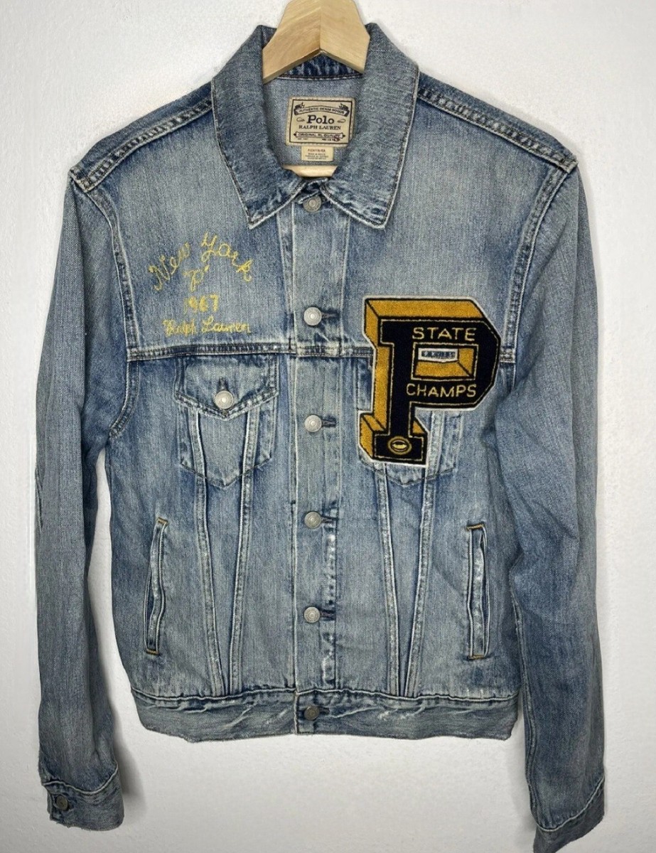 Polo Ralph Lauren Small Trucker Jacket RRL Tiger Varsity Polo Ralph Lauren Small Trucker Jacket RRL Tiger Varsity
