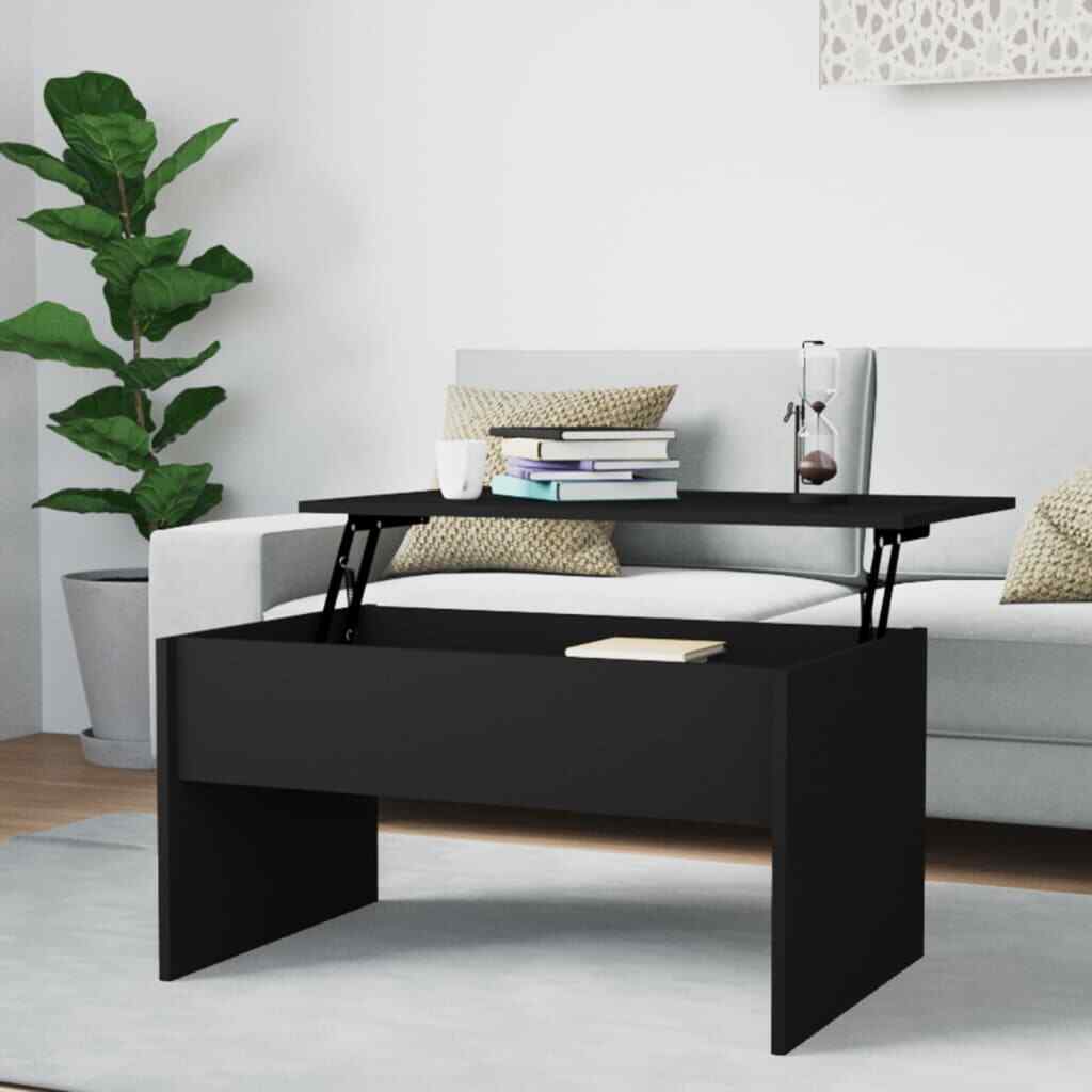 Black Engineered Wood Coffee Table 31.5x19.9x16.3 Inches - vidaXL-image