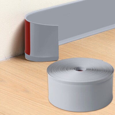 Vinyl Wall Base Baseboard Molding Trim 4''x 40FT Flexible Self Adhesive Grey