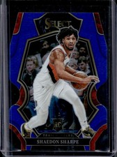 2022-23 Panini Select Shaedon Sharpe RC Blue Prizm Die Cut Premier Level #/249