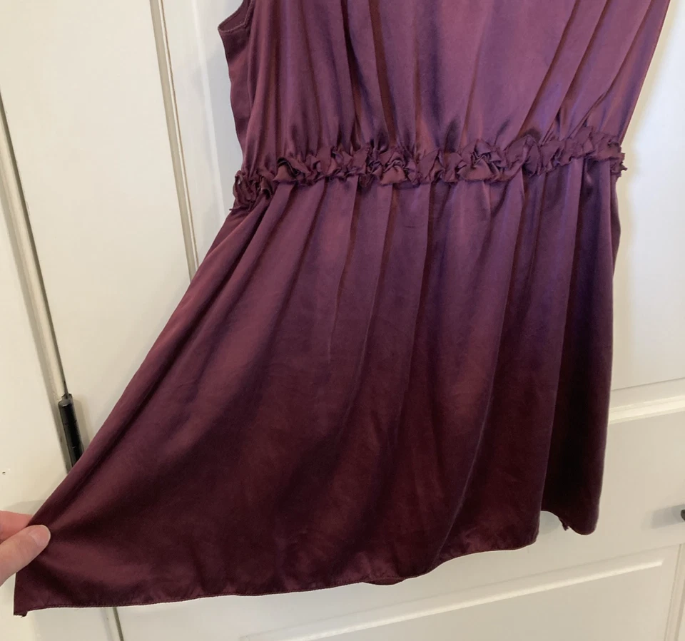 Vtg Y2K Studio M Whimsigoth Silk Jewel Tone Burgundy V Neck Babydoll Blouse XL - Image 3 of 4