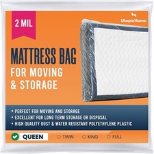 Queen Mattress Bag for Moving, Storage  Disposal, 2 Mil Thick