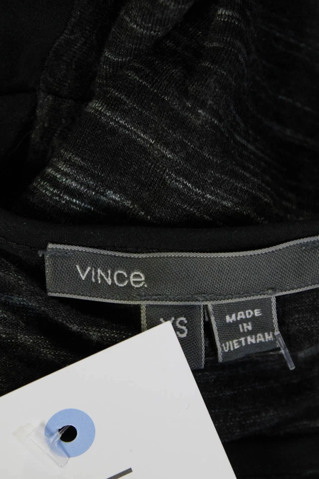 Vince Womens Scoop Neck Long Sleeve Side Slit High Low Blouse Gray Size XS - Image 4 of 4