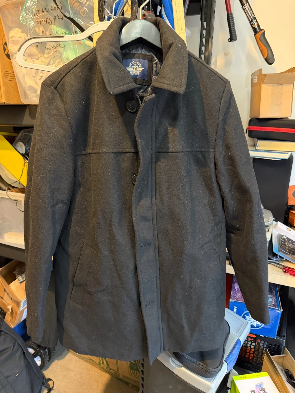 Dockers Men’s Black Wool Blend Coat Size M – Warm Winter Jacket NEW